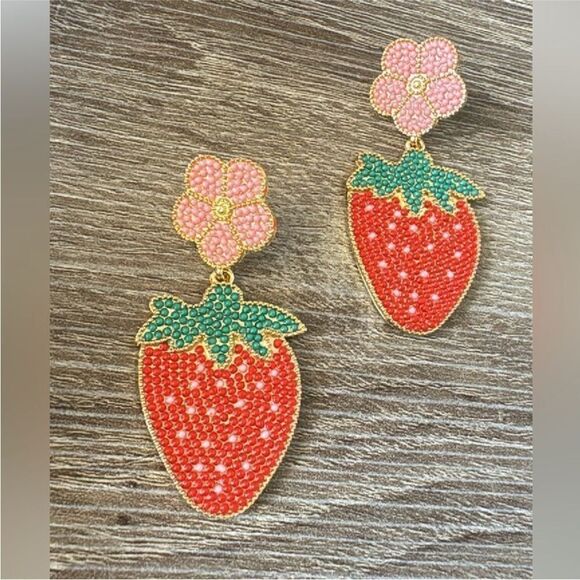 Strawberry drop earrings N405 - Picture 2 of 4